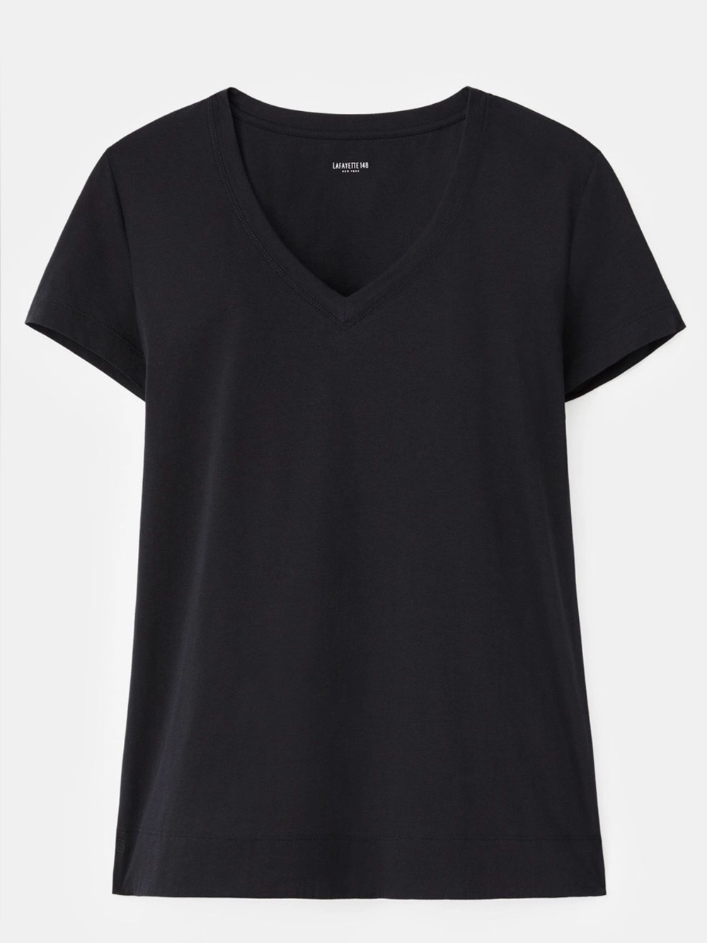 Lafayette 148 New York Cotton Jersey Modern V-neck Tee. XL. NWT.